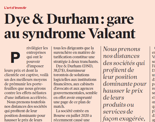 Dye & Durham : gare au syndrome Valeant