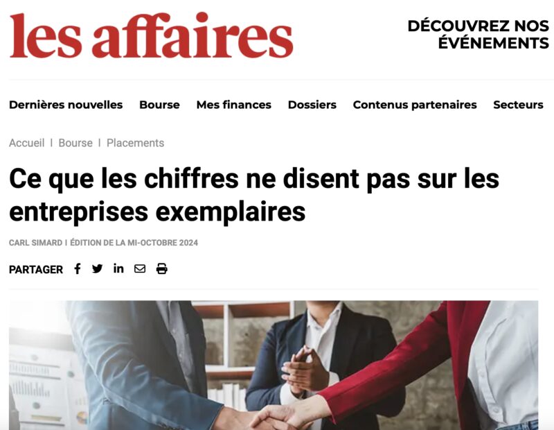 Dans Les Affaires, Carl Simard explique ce que les entreprises exemplaires ont en commun