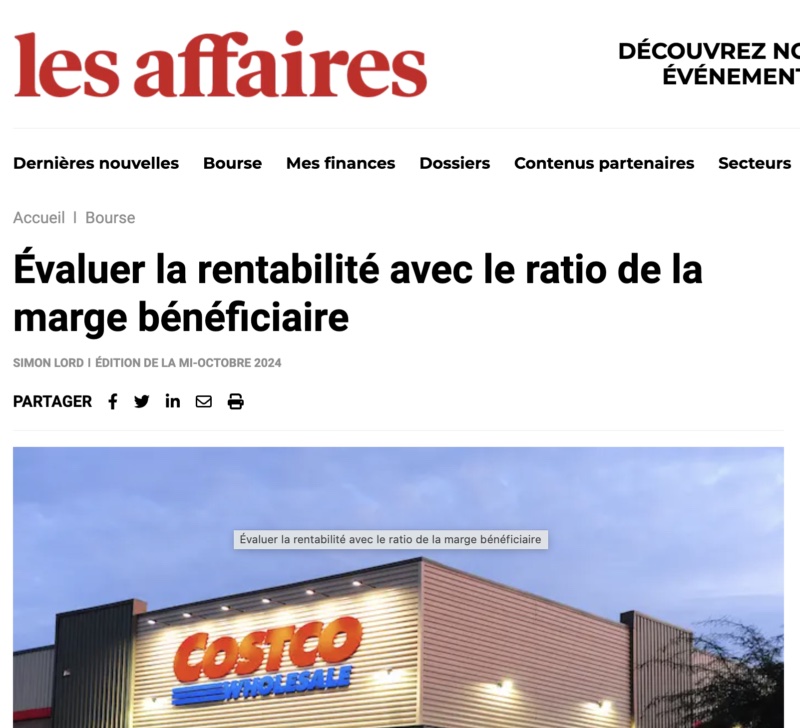 Les Affaires consulte Medici pour expliquer l’utilité d’un ratio de rentabilité 