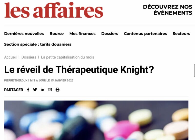 Les Affaires consulte Medici au sujet de Thérapeutique Knight