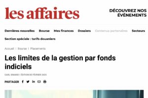 Article sur la gestion indicielle dans Les Affaires
