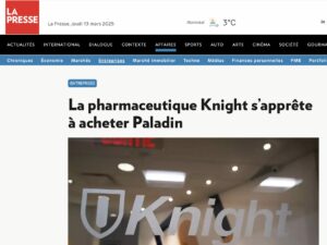 Article de La Presse sur Thérapeutique Knight