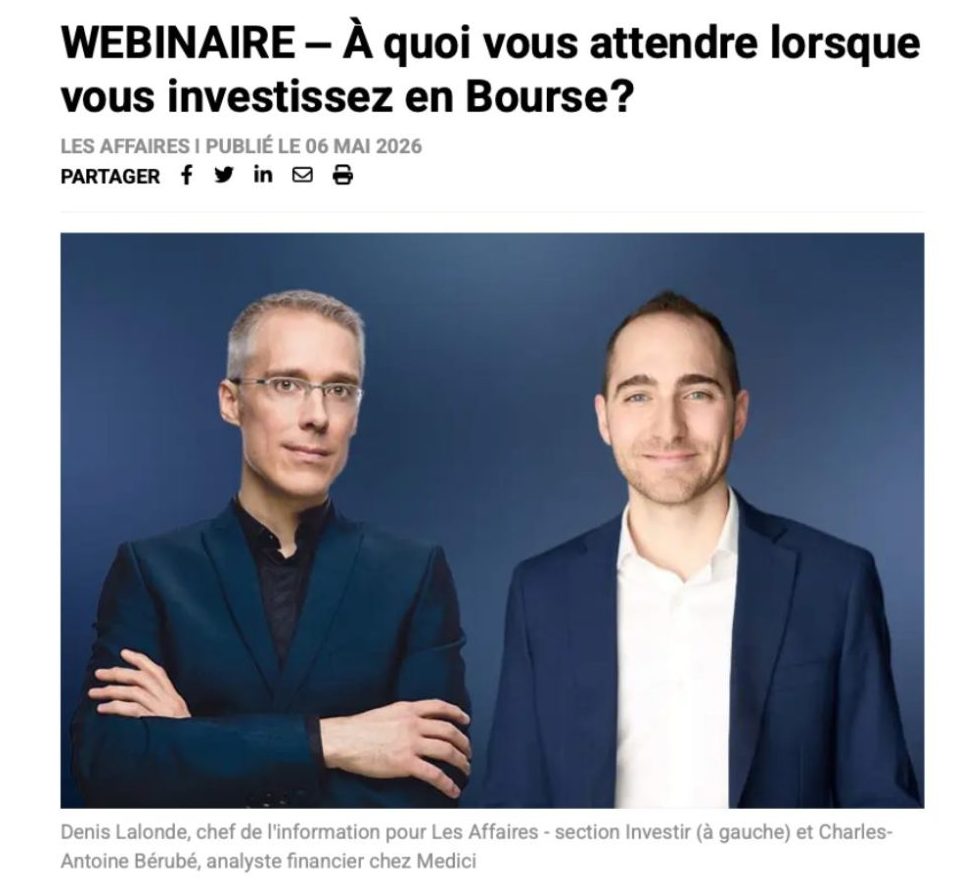 Rediffusion Webinaire sur la Bourse: Medici répond aux questions de Les Affaires